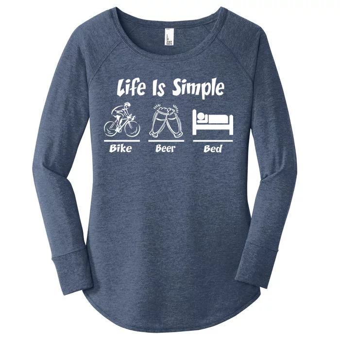 Life Is Simple Bike Beer Bed Women's Perfect Tri Tunic Long Sleeve Shirt