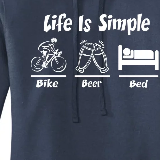 Life Is Simple Bike Beer Bed Women's Pullover Hoodie