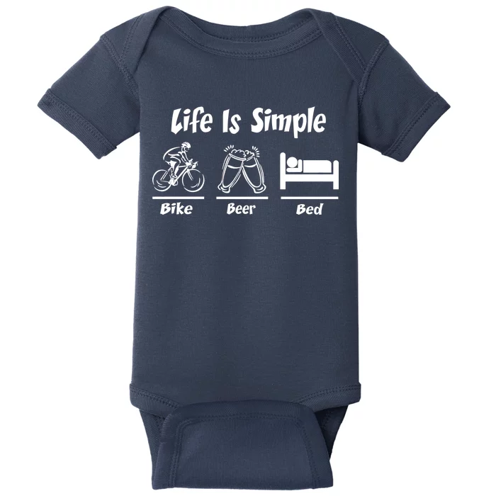 Life Is Simple Bike Beer Bed Baby Bodysuit