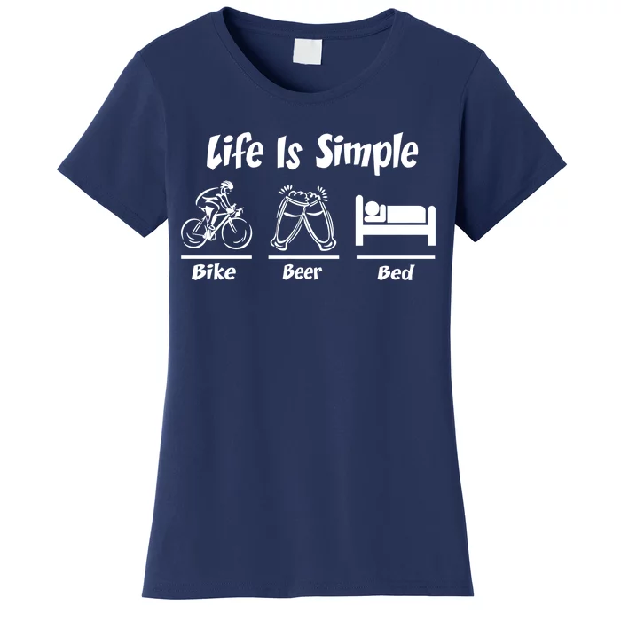 Life Is Simple Bike Beer Bed Women's T-Shirt