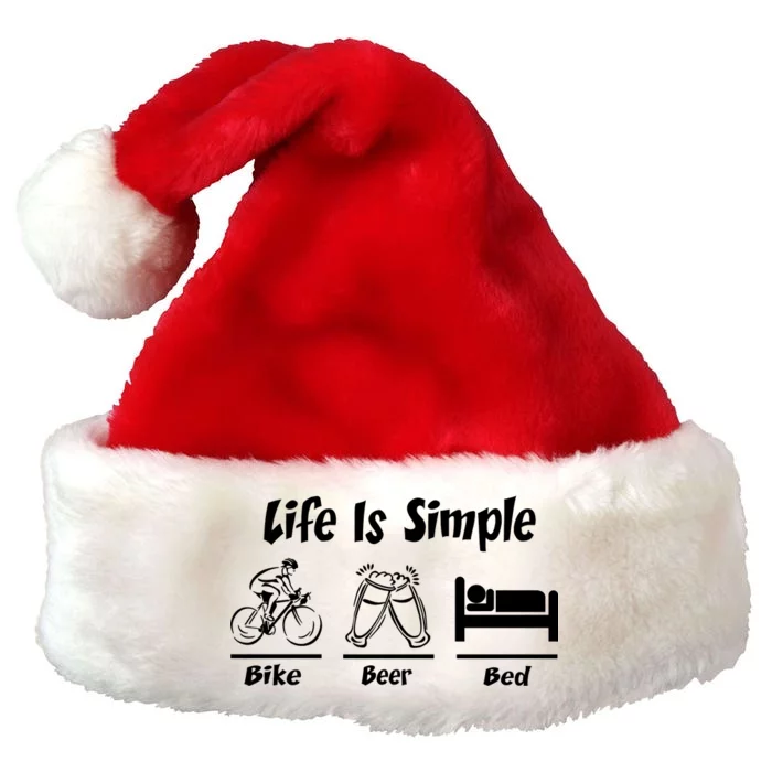 Life Is Simple Bike Beer Bed Premium Christmas Santa Hat