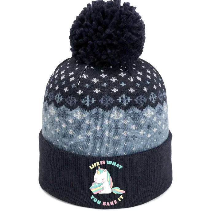 Life Is What You Bake It Unicorn The Baniff Cuffed Pom Beanie