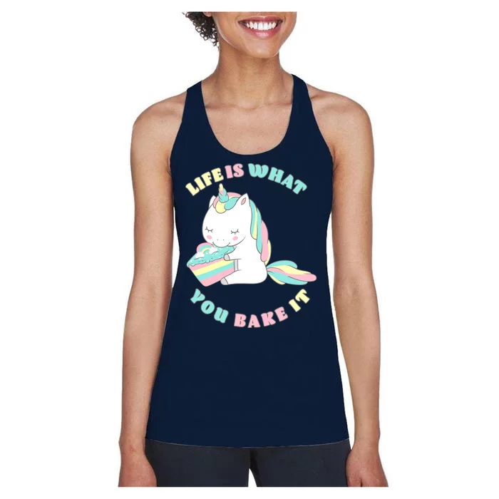 Life Is What You Bake It Unicorn Women's Racerback Tank