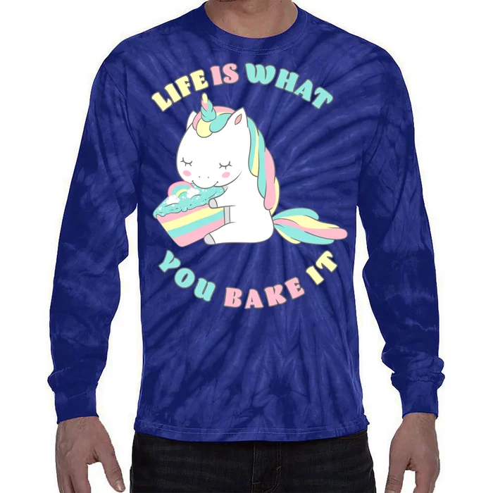 Life Is What You Bake It Unicorn Tie-Dye Long Sleeve Shirt