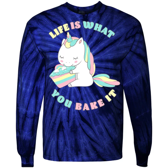 Life Is What You Bake It Unicorn Tie-Dye Long Sleeve Shirt