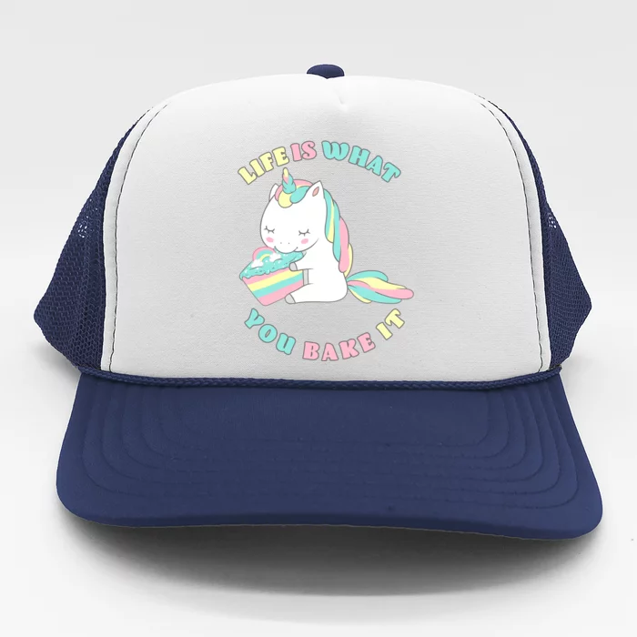 Life Is What You Bake It Unicorn Trucker Hat