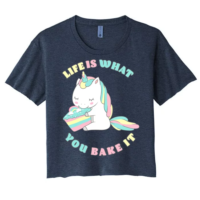 Life Is What You Bake It Unicorn Women's Crop Top Tee