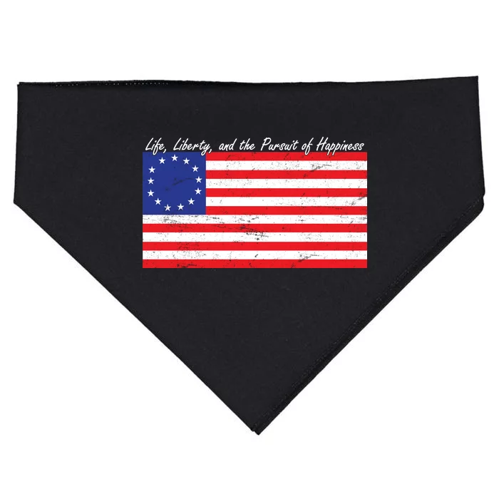 Life Liberty And The Pursuit Of Happiness Flag USA-Made Doggie Bandana