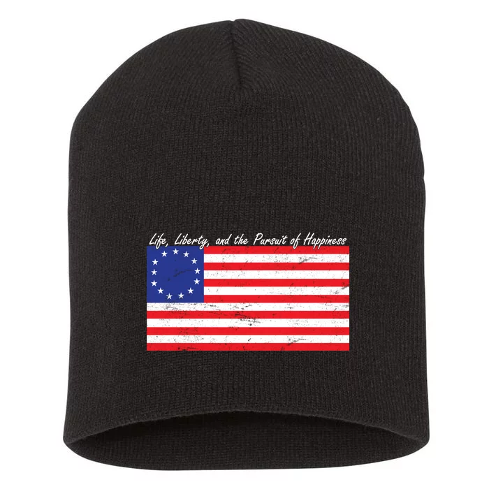 Life Liberty And The Pursuit Of Happiness Flag Short Acrylic Beanie