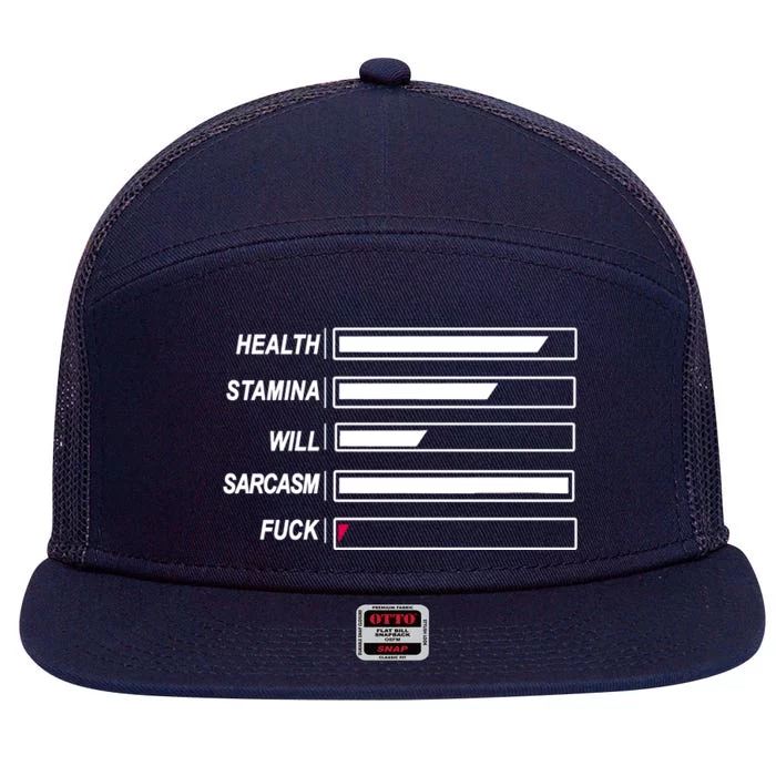 Life Status Bar 7 Panel Mesh Trucker Snapback Hat