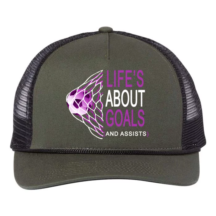 Life's About Goals And Assist Soccer Quote Retro Rope Trucker Hat Cap