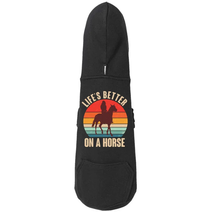 Life's Better On A Horse Cowgirl Vintage Doggie 3-End Fleece Hoodie