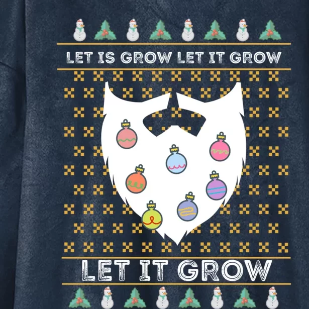 Let It Grow Hairy Christmas Beard Pun Let It Snow Funny Xmas Gift Hooded Wearable Blanket