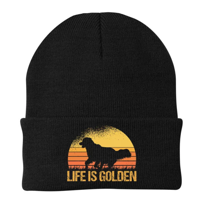 Life Is Golden Dog Golden Retriever Lover Golden Retriever Knit Cap Winter Beanie