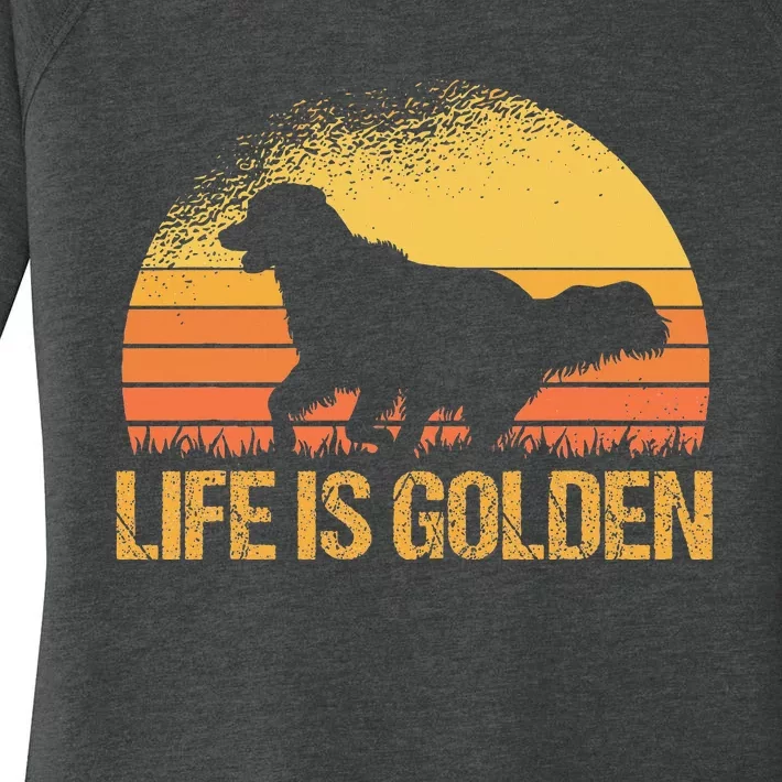 Life Is Golden Dog Golden Retriever Lover Golden Retriever Women's Perfect Tri Tunic Long Sleeve Shirt