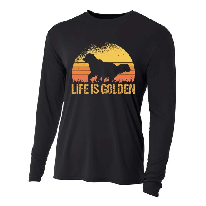 Life Is Golden Dog Golden Retriever Lover Golden Retriever Cooling Performance Long Sleeve Crew