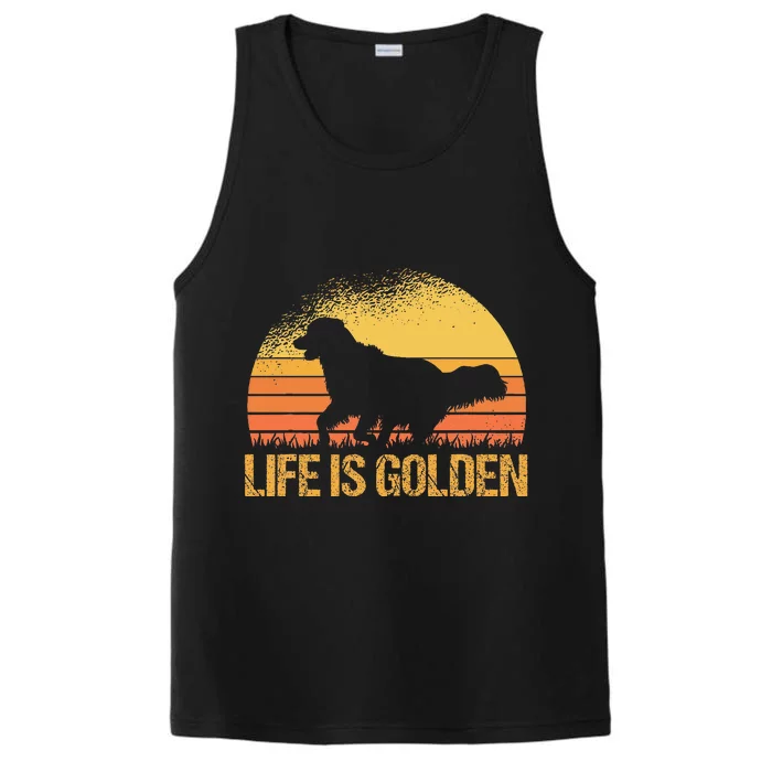 Life Is Golden Dog Golden Retriever Lover Golden Retriever Performance Tank