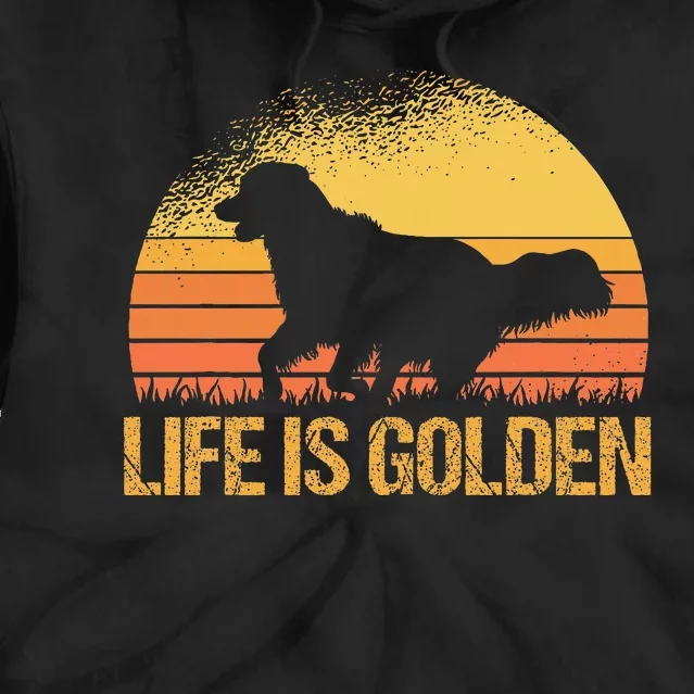 Life Is Golden Dog Golden Retriever Lover Golden Retriever Tie Dye Hoodie