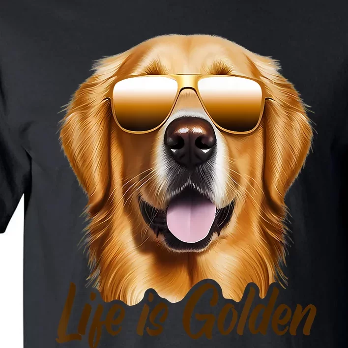 Life Is Golden Funny Golden Retriever Cute Dog Good Pet Life Tall T-Shirt