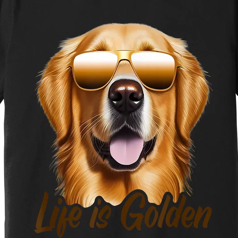 Life Is Golden Funny Golden Retriever Cute Dog Good Pet Life Premium T-Shirt