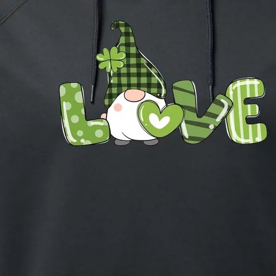 Love Irish Gnome Cute St Patricks Day Performance Fleece Hoodie