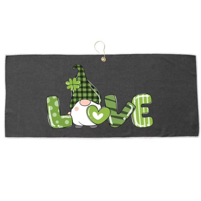 Love Irish Gnome Cute St Patricks Day Large Microfiber Waffle Golf Towel