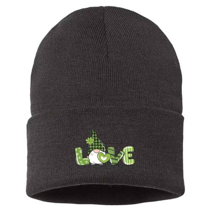 Love Irish Gnome Cute St Patricks Day Sustainable Knit Beanie