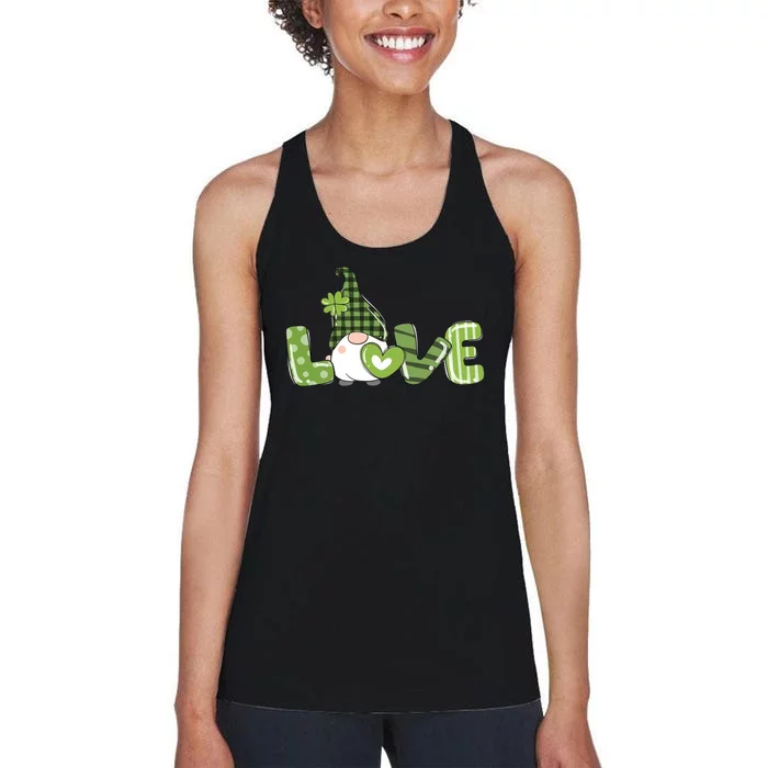 Love Irish Gnome Cute St Patricks Day Women's Racerback Tank