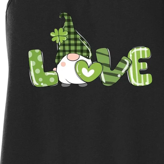 Love Irish Gnome Cute St Patricks Day Women's Racerback Tank