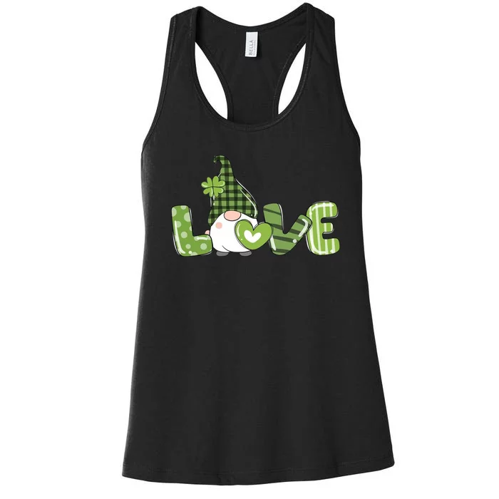 Love Irish Gnome Cute St Patricks Day Women's Racerback Tank