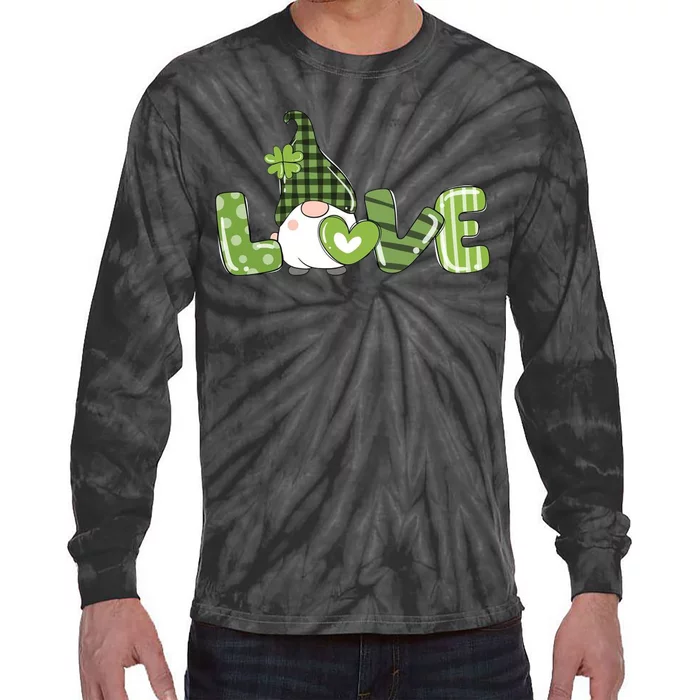 Love Irish Gnome Cute St Patricks Day Tie-Dye Long Sleeve Shirt