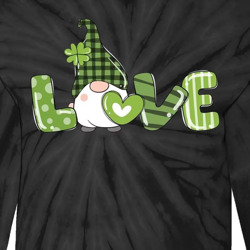 Love Irish Gnome Cute St Patricks Day Tie-Dye Long Sleeve Shirt