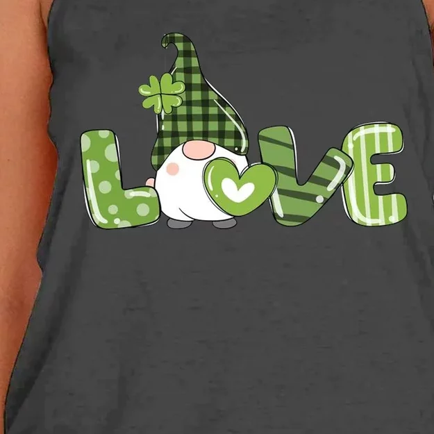 Love Irish Gnome Cute St Patricks Day Women's Knotted Racerback Tank