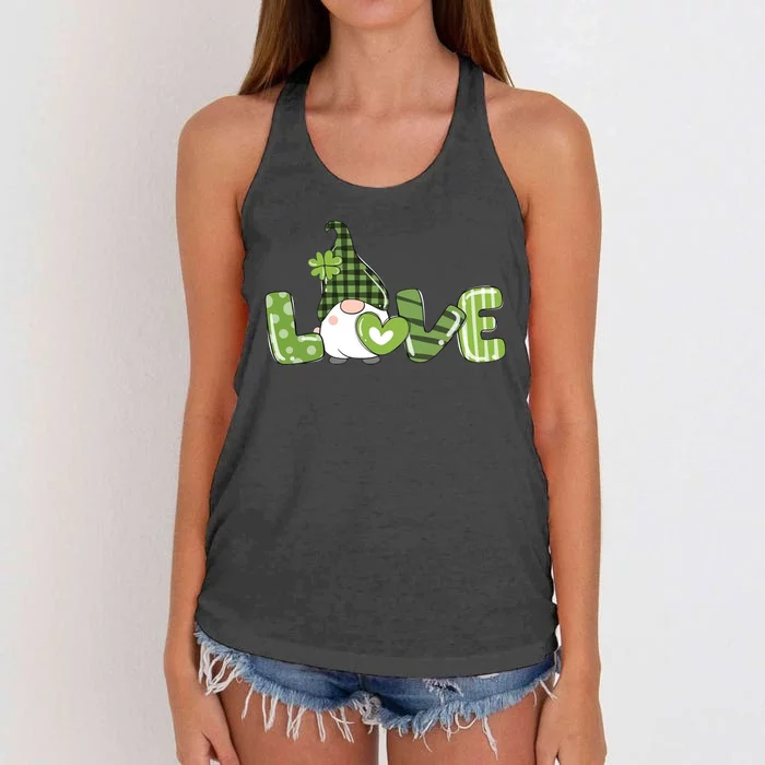 Love Irish Gnome Cute St Patricks Day Women's Knotted Racerback Tank