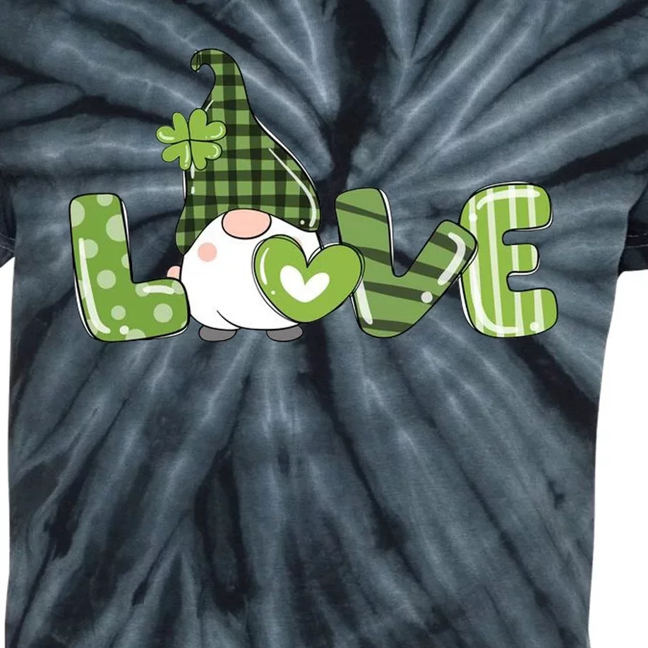 Love Irish Gnome Cute St Patricks Day Kids Tie-Dye T-Shirt