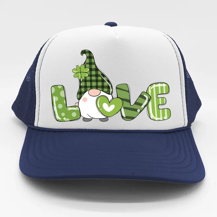 Love Irish Gnome Cute St Patricks Day Trucker Hat