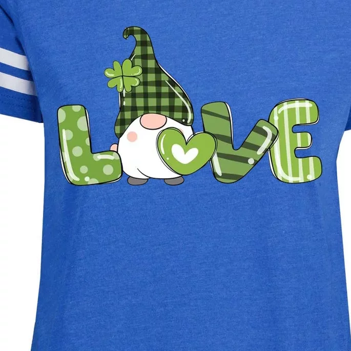 Love Irish Gnome Cute St Patricks Day Enza Ladies Jersey Football T-Shirt