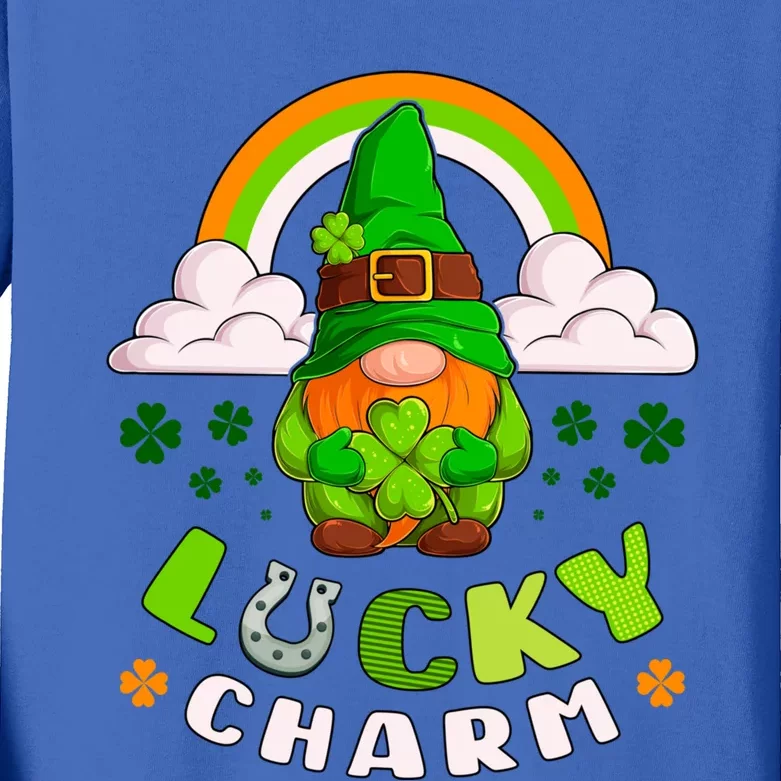 Lucky Irish Gnome St Patricks Day Gnome Irish Rainbow Gift Kids Long Sleeve Shirt