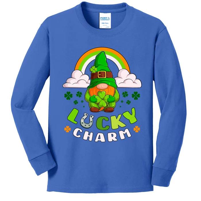 Lucky Irish Gnome St Patricks Day Gnome Irish Rainbow Gift Kids Long Sleeve Shirt