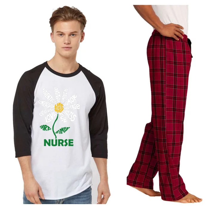 Life Is Good Nurse Flower The Art Of Optimism Raglan Sleeve Pajama Set