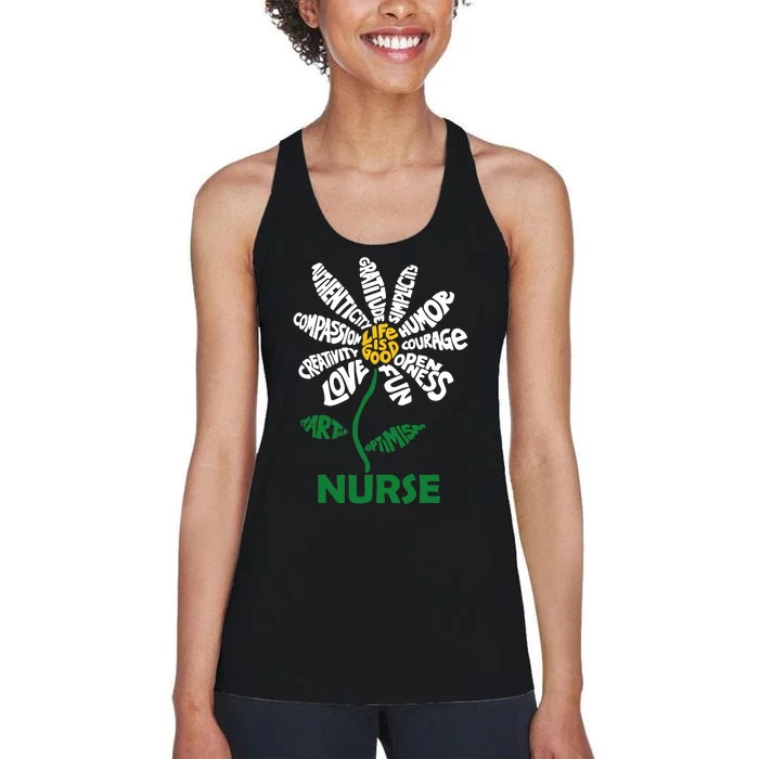 Life Is Good Nurse Flower The Art Of Optimism Women's Racerback Tank