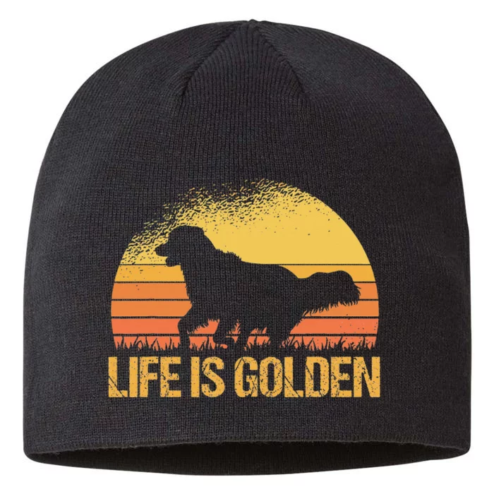 Life Is Golden Dog Golden Retriever Lover - Golden Retriever 8 1/2in Sustainable Knit Beanie