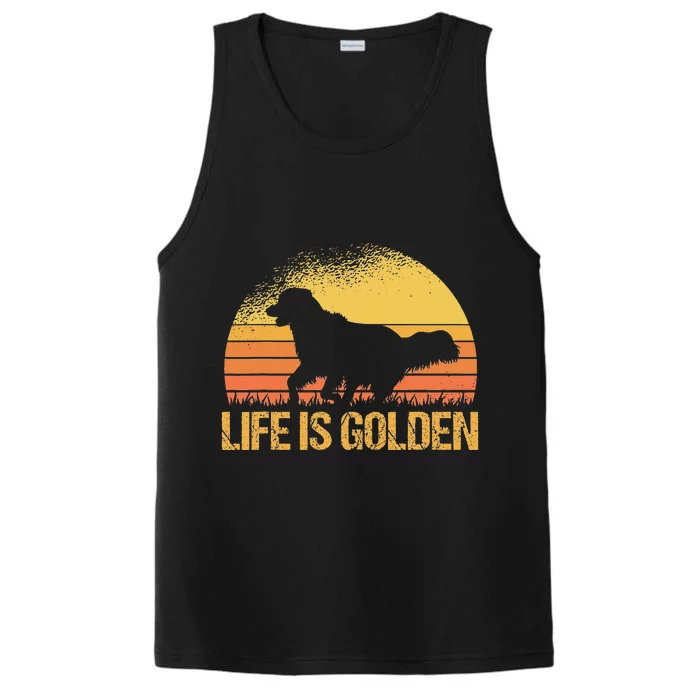 Life Is Golden Dog Golden Retriever Lover - Golden Retriever Performance Tank