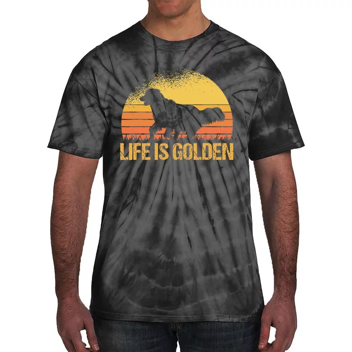 Life Is Golden Dog Golden Retriever Lover - Golden Retriever Tie-Dye T-Shirt