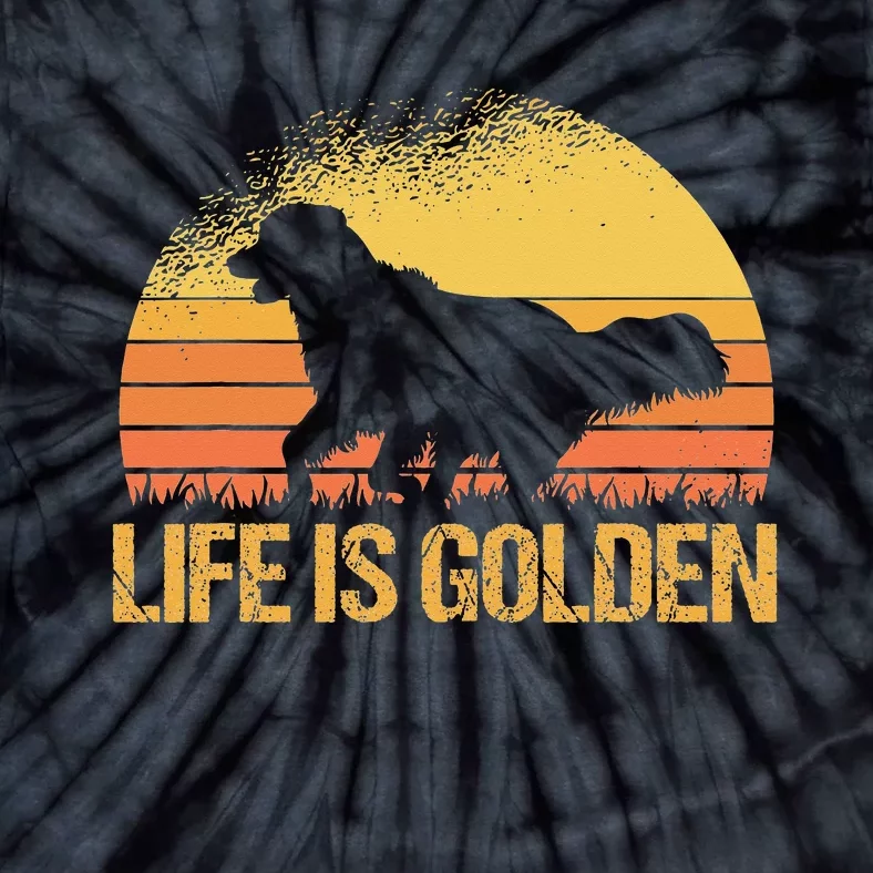 Life Is Golden Dog Golden Retriever Lover - Golden Retriever Tie-Dye T-Shirt