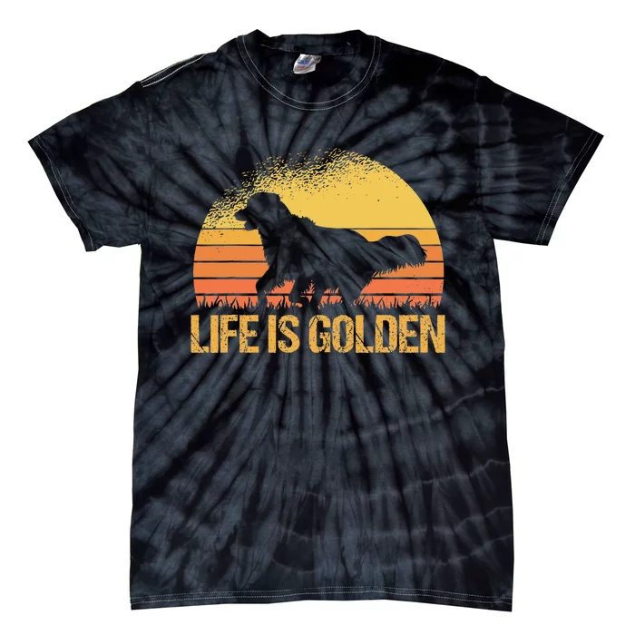 Life Is Golden Dog Golden Retriever Lover - Golden Retriever Tie-Dye T-Shirt