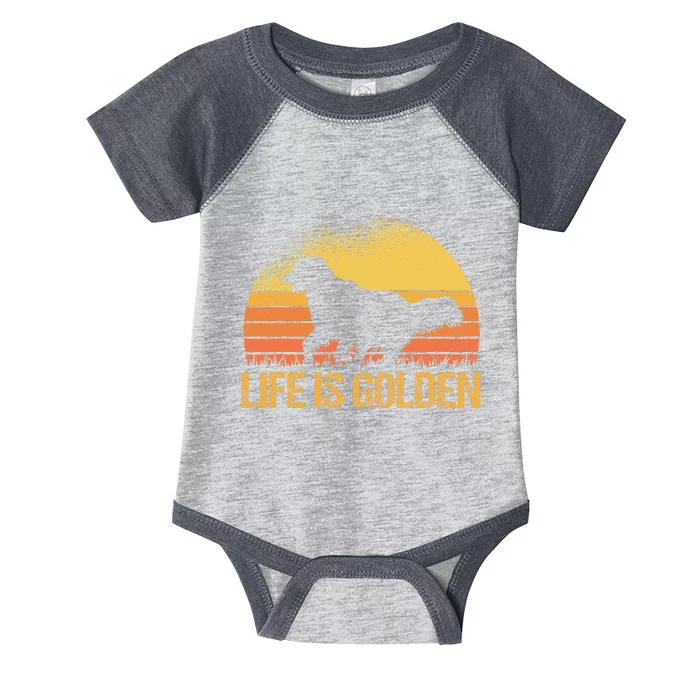 Life Is Golden Dog Golden Retriever Lover - Golden Retriever Infant Baby Jersey Bodysuit