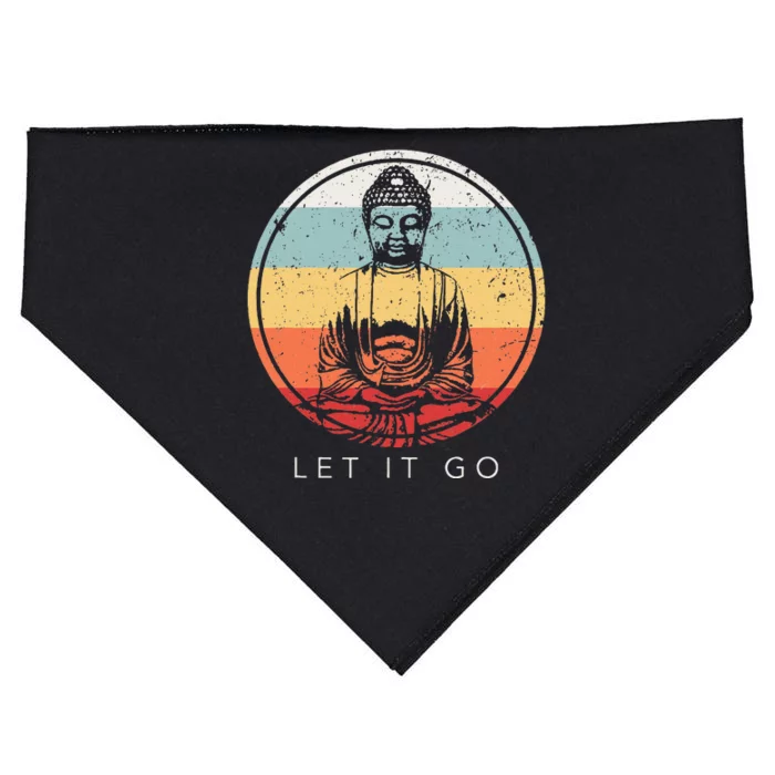 Let It Go Buddha Meditation Vintage Zen Buddhist Gift USA-Made Doggie Bandana