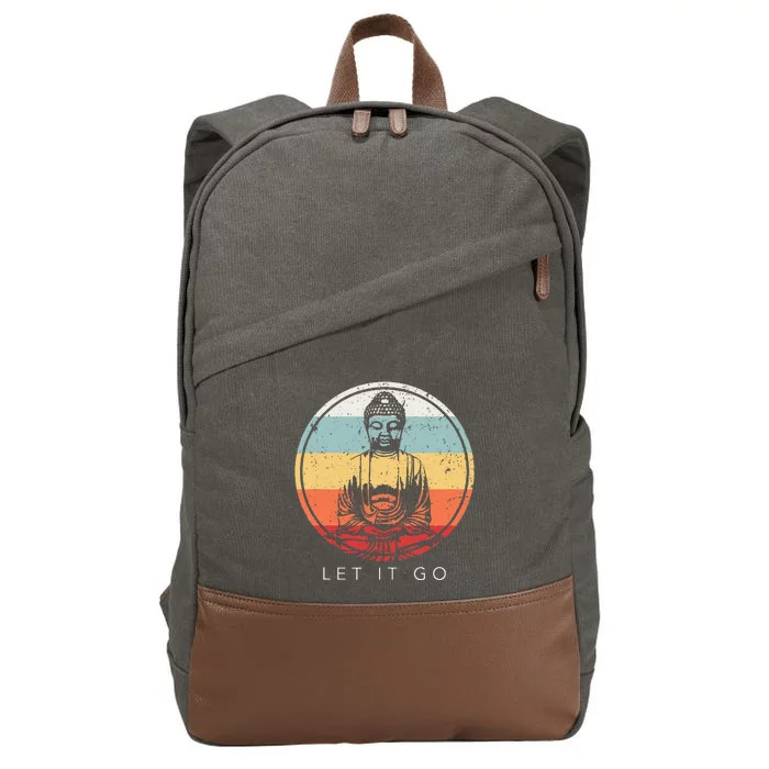 Let It Go Buddha Meditation Vintage Zen Buddhist Gift Cotton Canvas Backpack