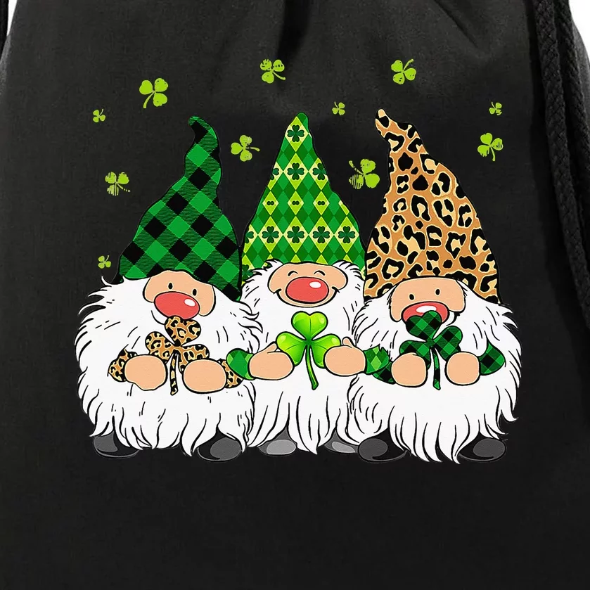 Leprechaun Irish Gnomes Leopard Plaid St Patricks Day Gifts Drawstring Bag